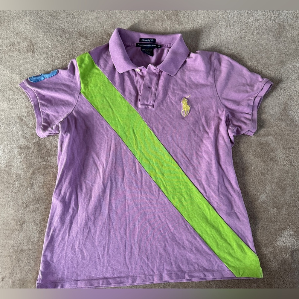 Ralph Lauren Golf Purple Green Sash Polo Shirt Women’s XL - Picture 2 of 9
